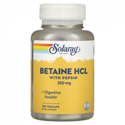 Витамины Solaray Betaine HCI with Pepsin 180 капсул